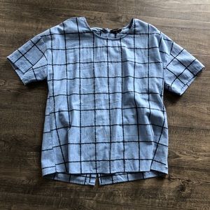 Blue and black grid roolee shirt